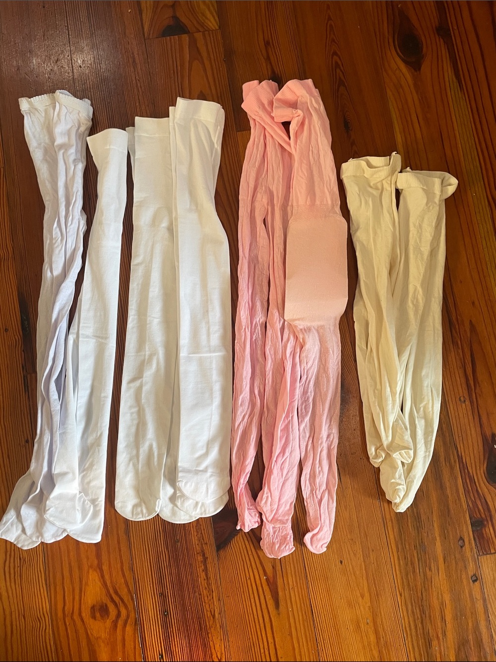 Kids Soft Knit Tights - White & Light Pink